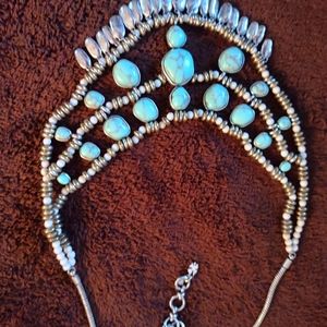 Turquoise and silver necklace